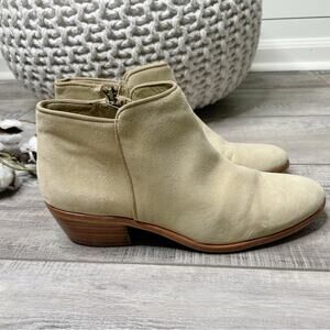 Sam Edelman Petty Metallic Suede Ankle Booties Light Tan Gold Size 7M